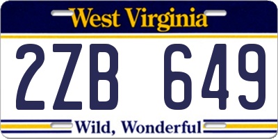 WV license plate 2ZB649