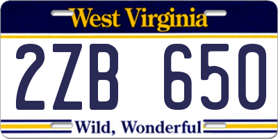 WV license plate 2ZB650