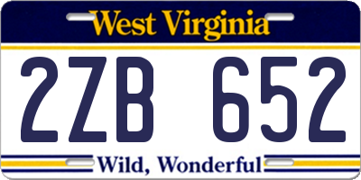 WV license plate 2ZB652
