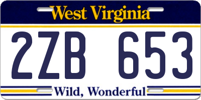 WV license plate 2ZB653
