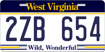 WV license plate 2ZB654