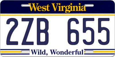 WV license plate 2ZB655