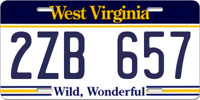 WV license plate 2ZB657