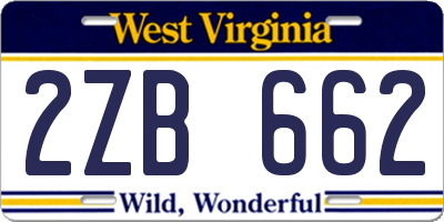 WV license plate 2ZB662