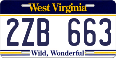 WV license plate 2ZB663