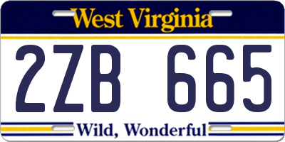 WV license plate 2ZB665