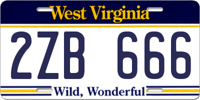 WV license plate 2ZB666