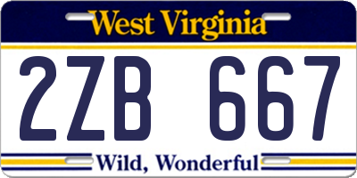 WV license plate 2ZB667
