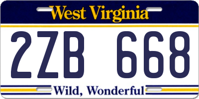 WV license plate 2ZB668