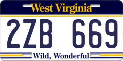 WV license plate 2ZB669