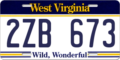 WV license plate 2ZB673
