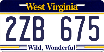 WV license plate 2ZB675