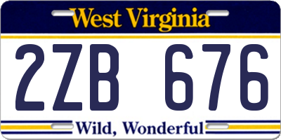 WV license plate 2ZB676