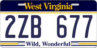 WV license plate 2ZB677