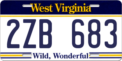 WV license plate 2ZB683
