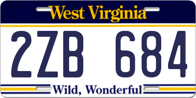 WV license plate 2ZB684