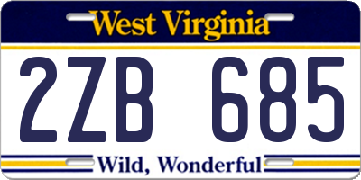 WV license plate 2ZB685
