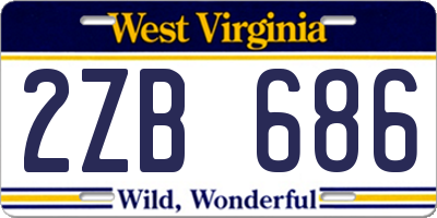 WV license plate 2ZB686