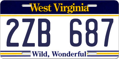 WV license plate 2ZB687