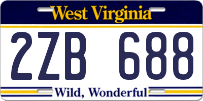 WV license plate 2ZB688