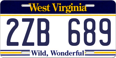 WV license plate 2ZB689