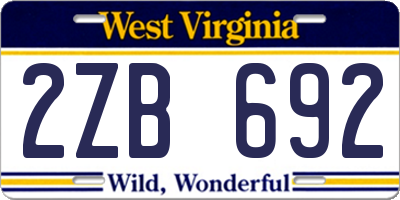 WV license plate 2ZB692