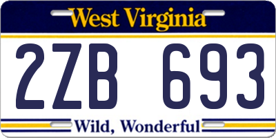 WV license plate 2ZB693