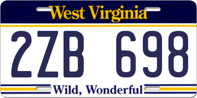WV license plate 2ZB698