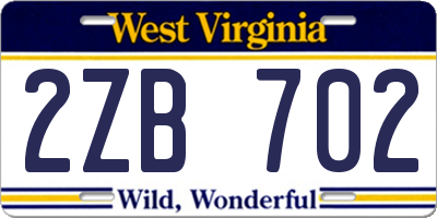 WV license plate 2ZB702