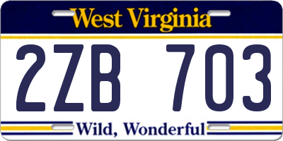 WV license plate 2ZB703