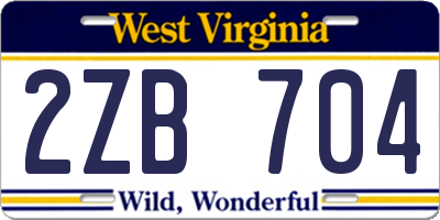 WV license plate 2ZB704