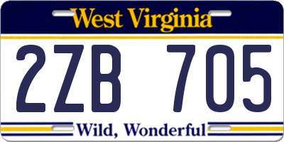 WV license plate 2ZB705