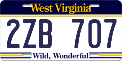 WV license plate 2ZB707