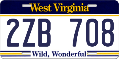 WV license plate 2ZB708