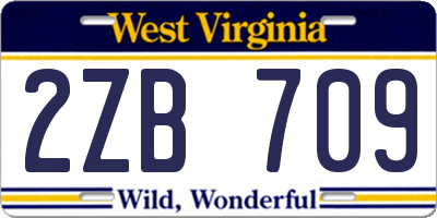 WV license plate 2ZB709