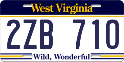 WV license plate 2ZB710