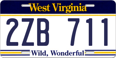 WV license plate 2ZB711