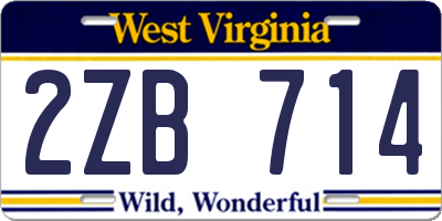 WV license plate 2ZB714