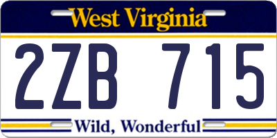 WV license plate 2ZB715