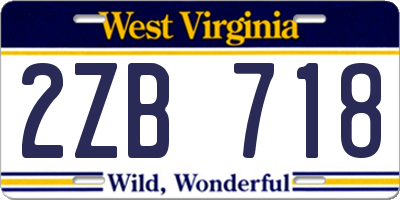 WV license plate 2ZB718