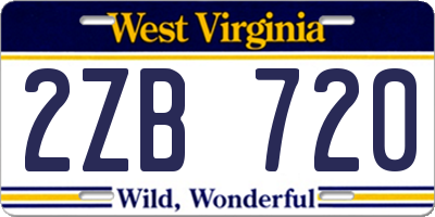 WV license plate 2ZB720