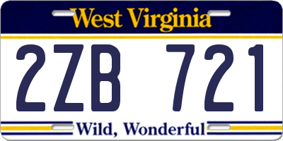 WV license plate 2ZB721