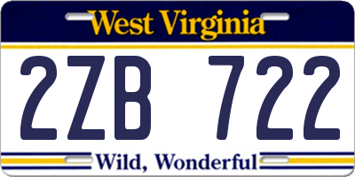 WV license plate 2ZB722