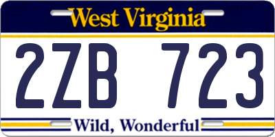 WV license plate 2ZB723