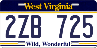 WV license plate 2ZB725