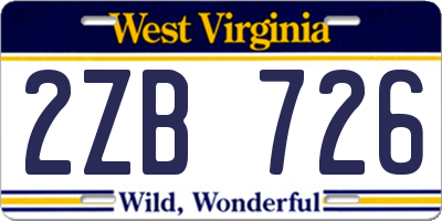 WV license plate 2ZB726
