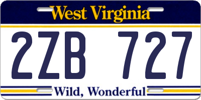 WV license plate 2ZB727