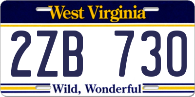 WV license plate 2ZB730