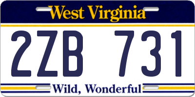 WV license plate 2ZB731