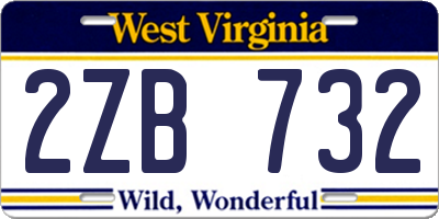 WV license plate 2ZB732